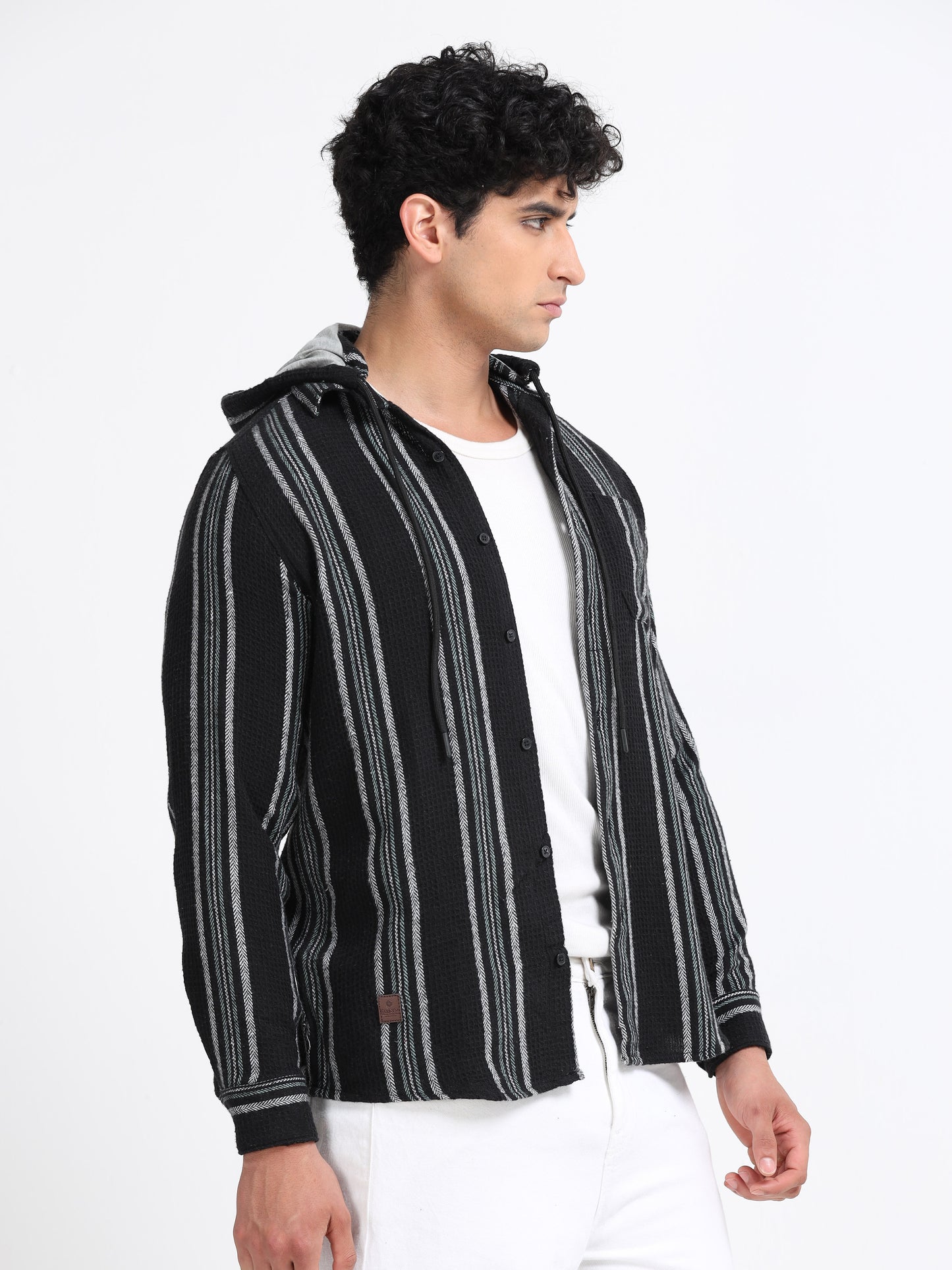 Stripes hood  black Shirt