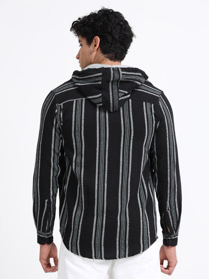 Stripes hood  black Shirt