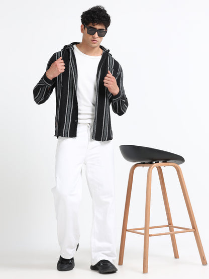Stripes hood  black Shirt