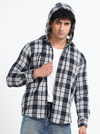 Checks hood white Shirt