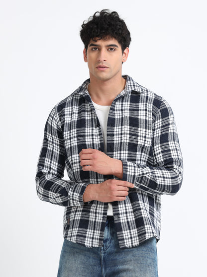 Checks hood white Shirt