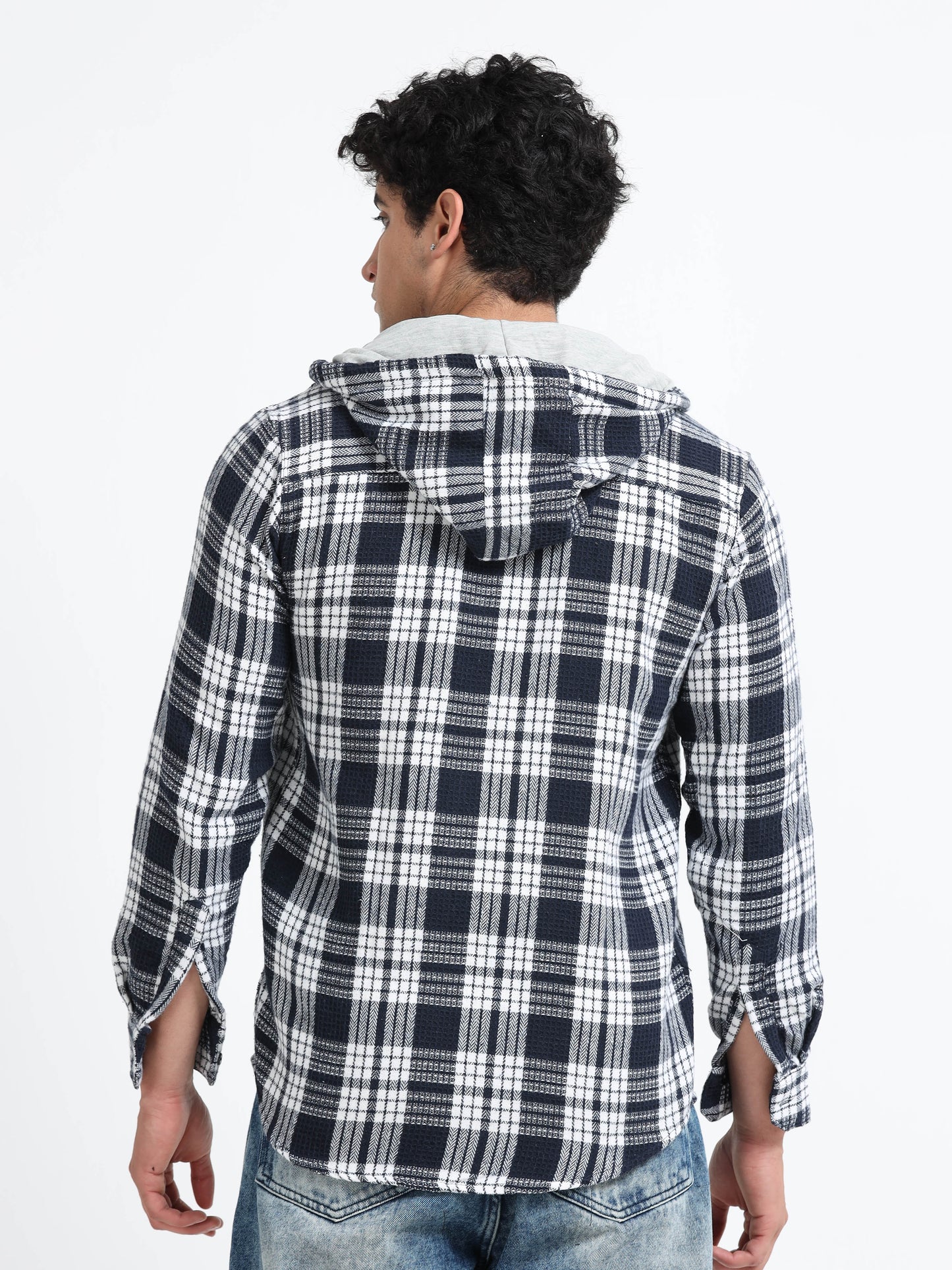 Checks hood white Shirt