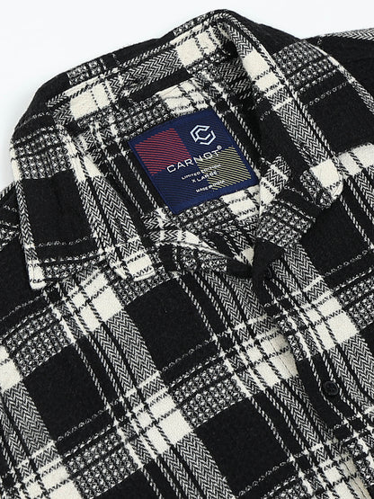 Checks hood  black Shirt