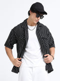 Drop Shoulder stripes black Shirt
