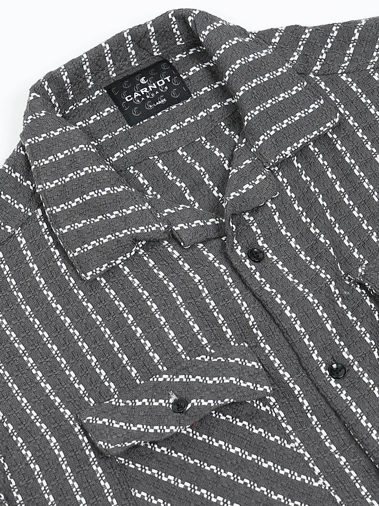 Drop Shoulder stripes dark grey Shirt