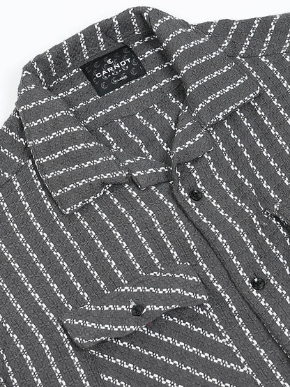 Drop Shoulder stripes dark grey Shirt