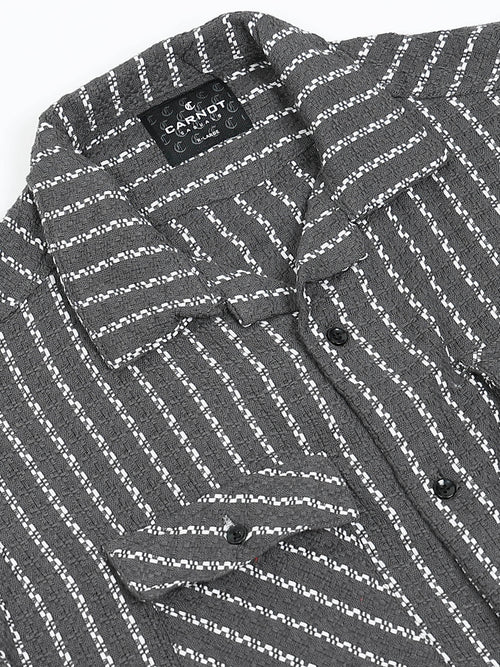 Drop Shoulder stripes dark grey Shirt
