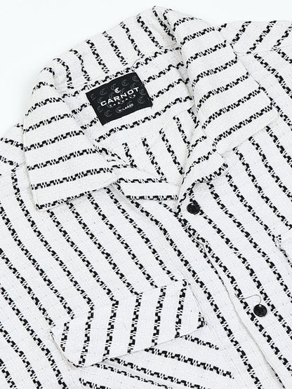 Drop Shoulder stripes white Shirt