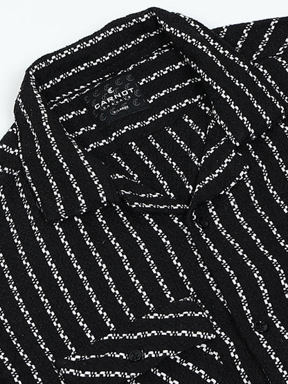Drop Shoulder stripes black Shirt