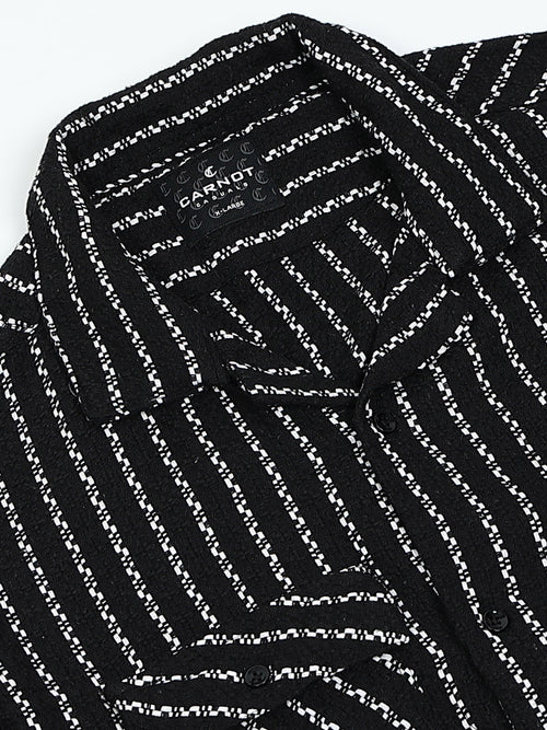 Drop Shoulder stripes black Shirt