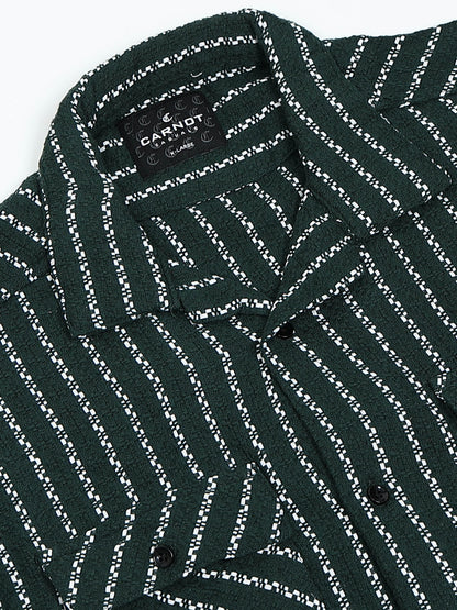 Drop Shoulder stripes dark green Shirt