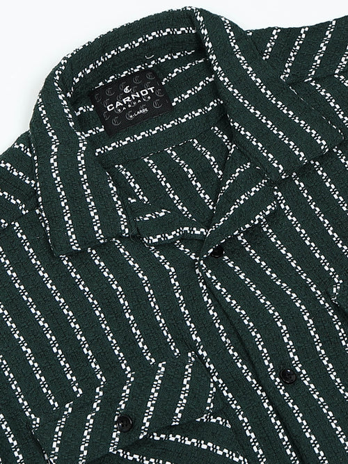 Drop Shoulder stripes dark green Shirt