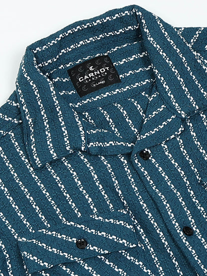 Drop Shoulder stripes blue Shirt