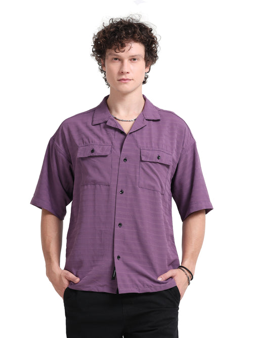Drop Shoulder wavy pink Shirt