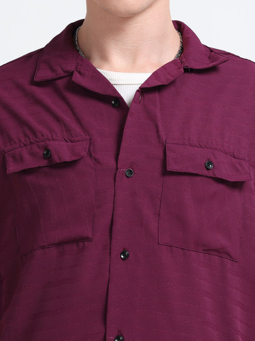 Drop Shoulder wavy pink Shirt