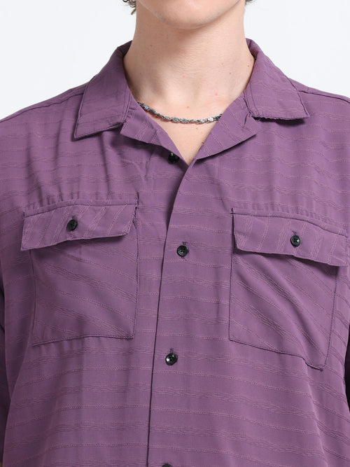 Drop Shoulder wavy pink Shirt