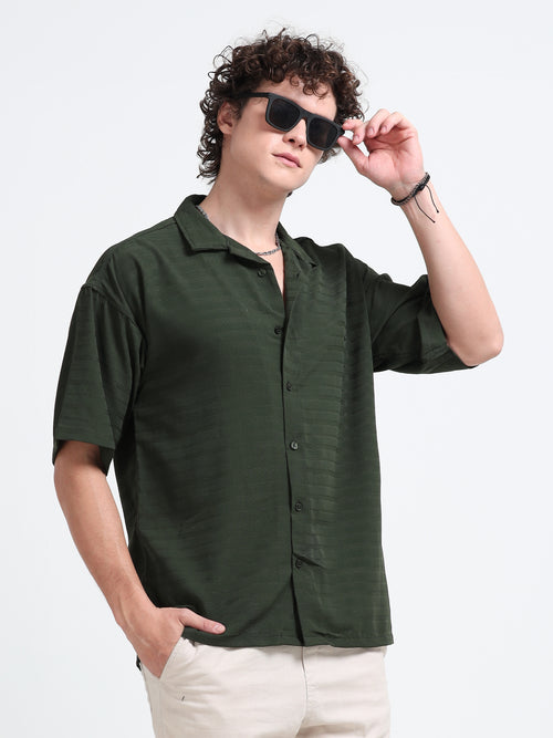 Drop Shoulder Dark green Shirt