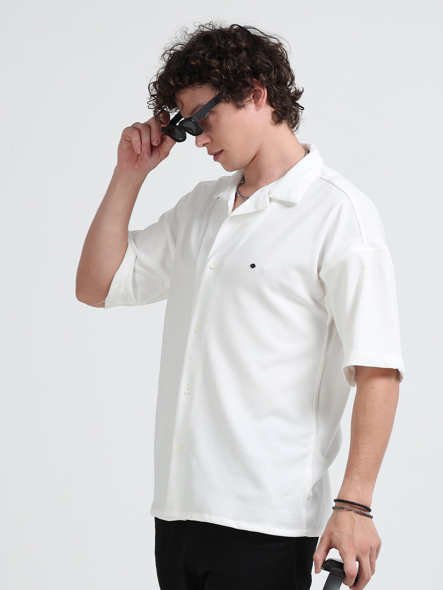 Drop Shoulder Checks White shirt