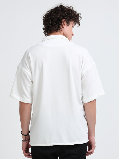 Drop Shoulder Checks White shirt