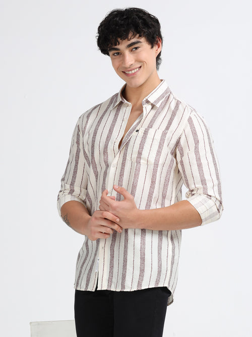 Lycra stripes polo brown Shirt