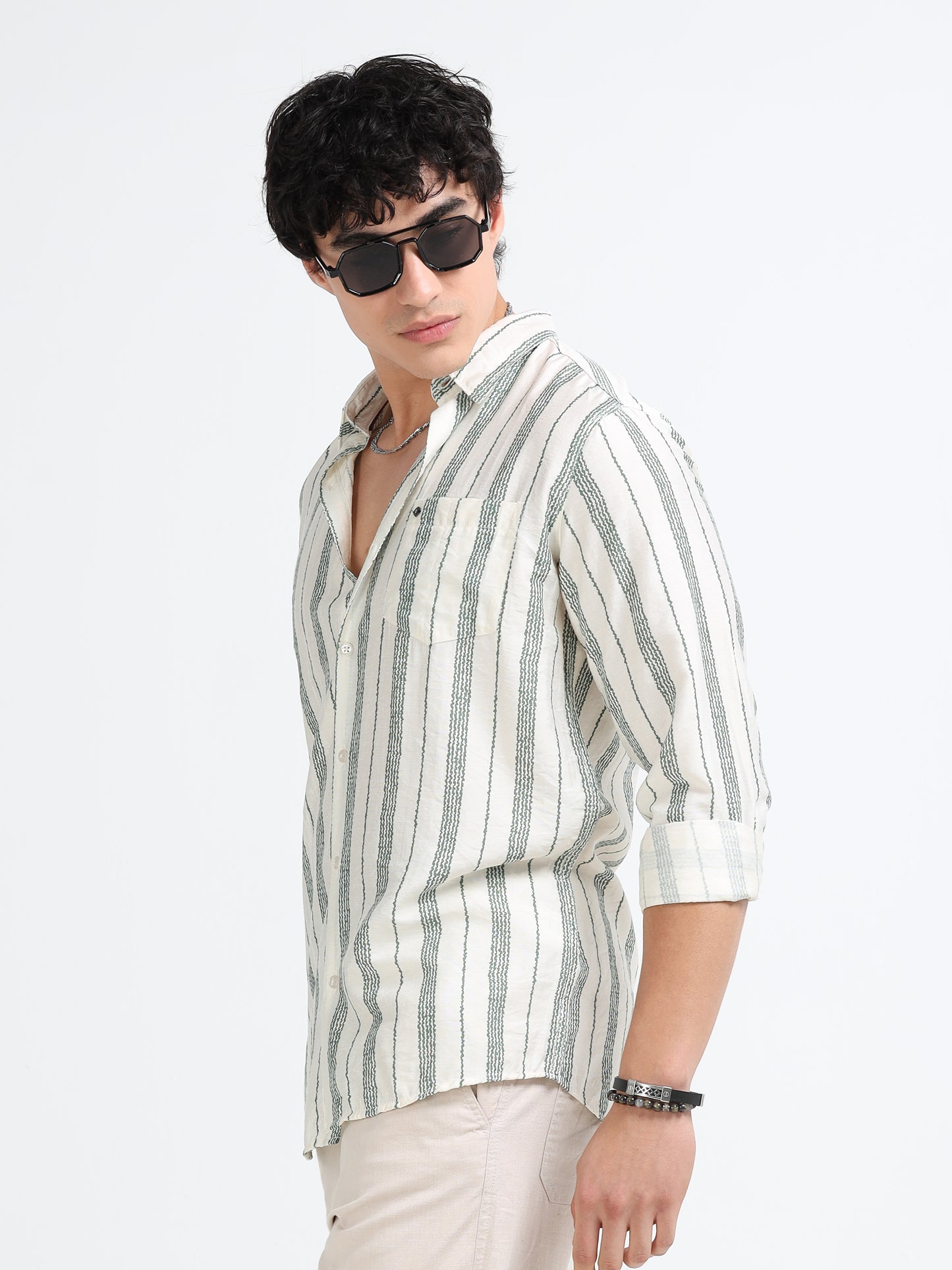 Lycra stripes polo green Shirt