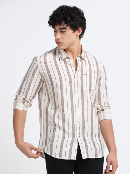 Lycra stripes polo brown Shirt
