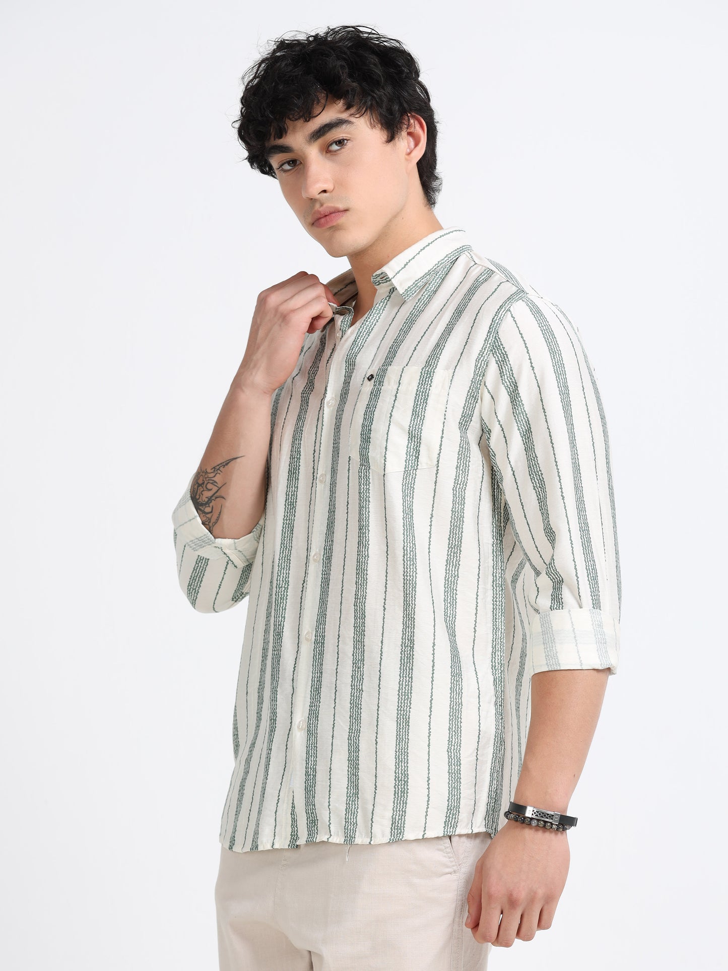 Lycra stripes polo green Shirt