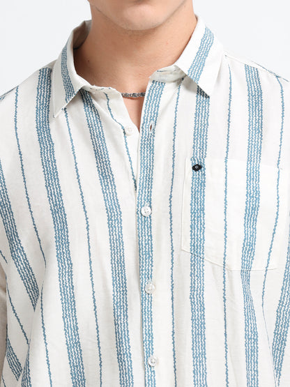 Lycra stripes polo blue Shirt