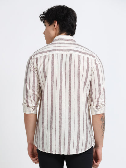 Lycra stripes polo brown Shirt