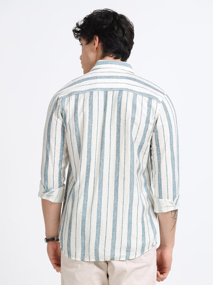 Lycra stripes polo blue Shirt