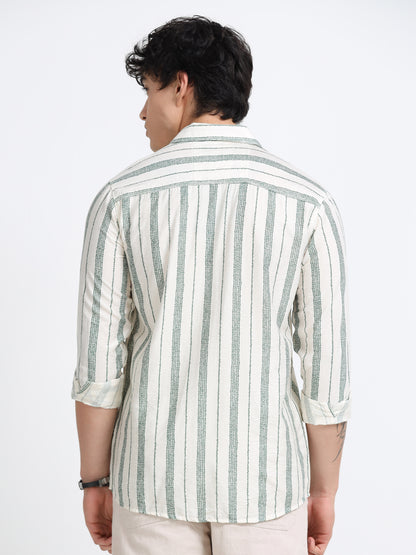 Lycra stripes polo green Shirt