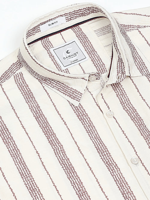 Lycra stripes polo brown Shirt