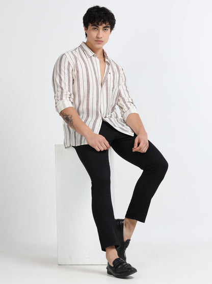 Lycra stripes polo brown Shirt