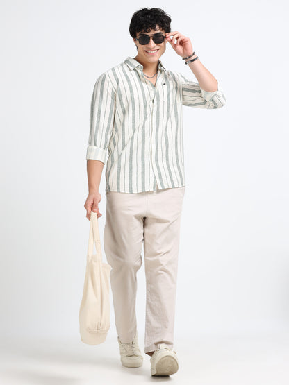 Lycra stripes polo green Shirt