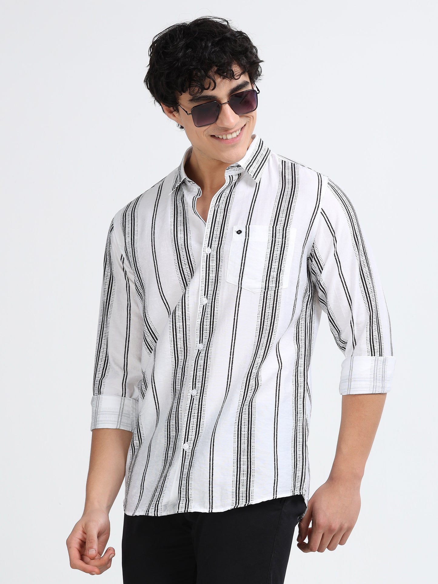 Lycra stripes polo black Shirt