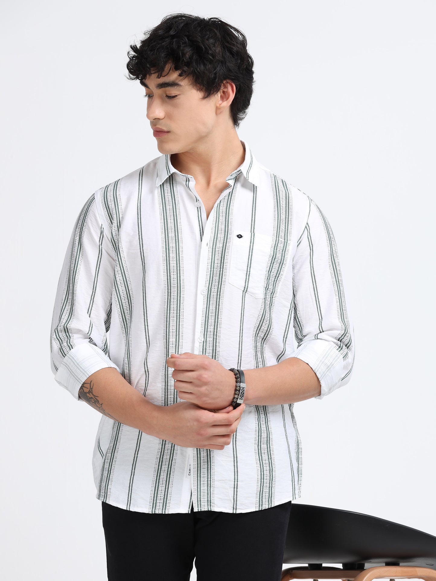 Lycra stripes polo green Shirt