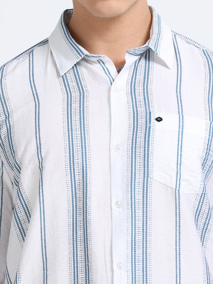 Lycra stripes polo blue Shirt