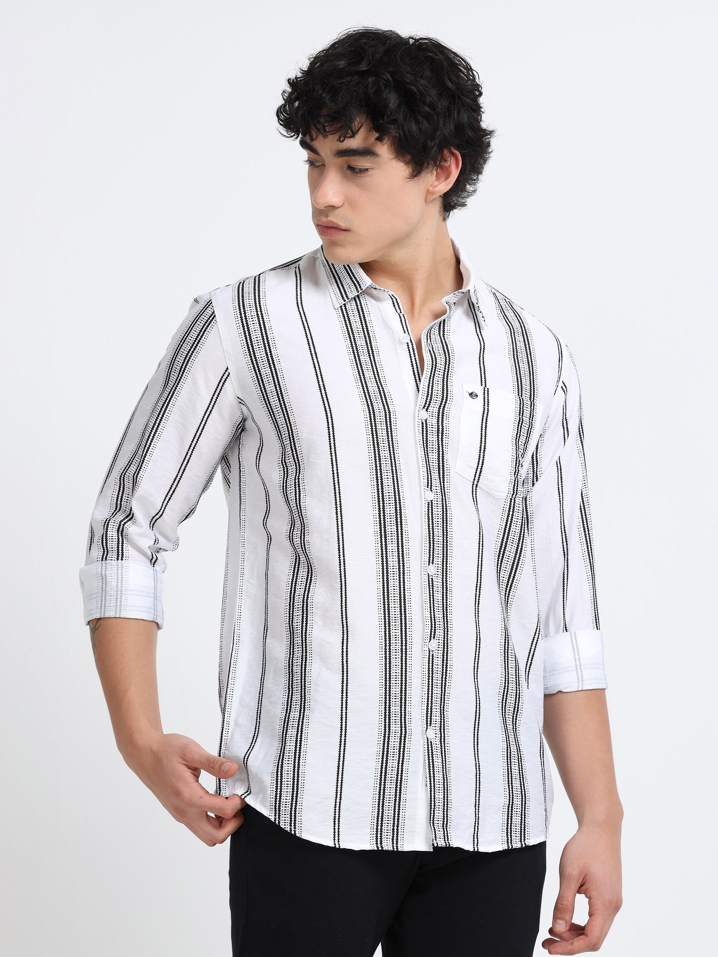 Lycra stripes polo black Shirt