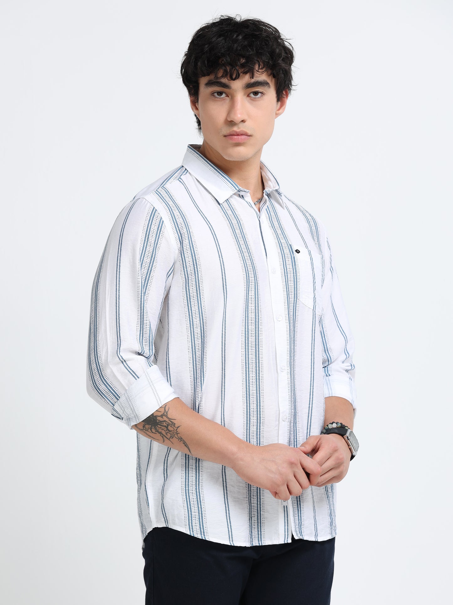 Lycra stripes polo blue Shirt
