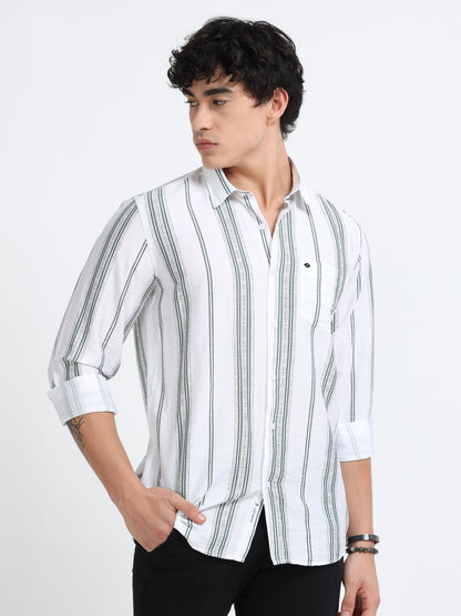 Lycra stripes polo green Shirt
