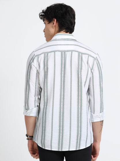 Lycra stripes polo green Shirt