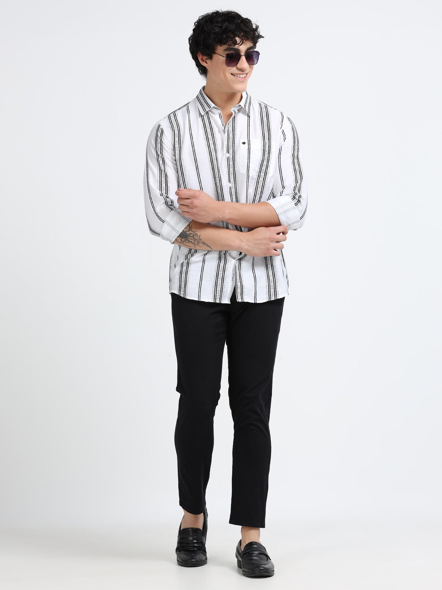 Lycra stripes polo black Shirt