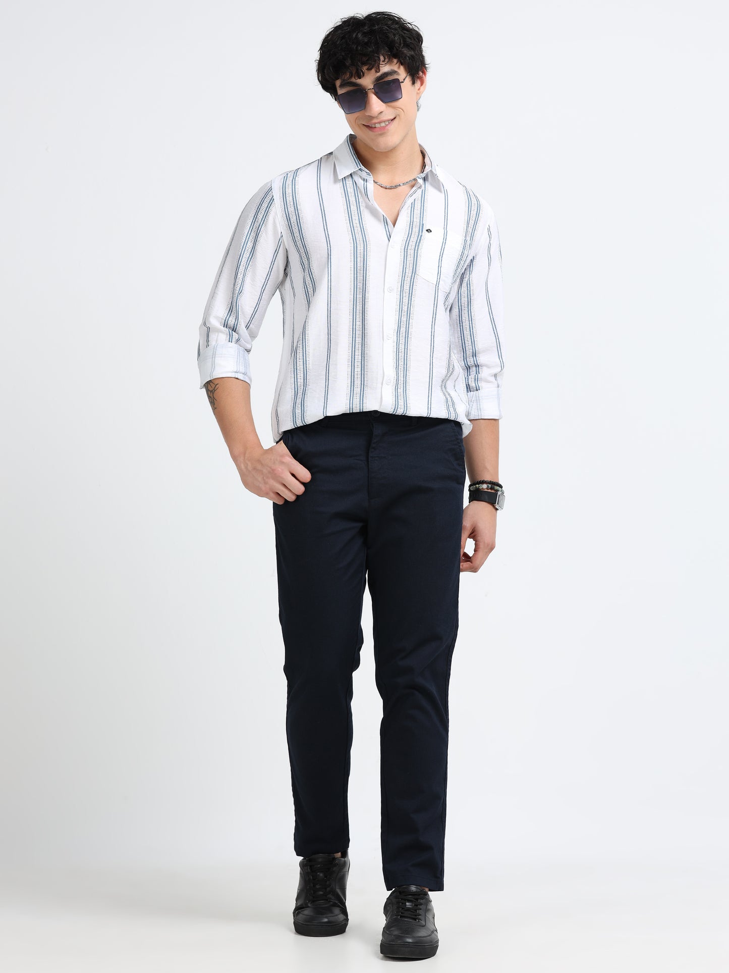 Lycra stripes polo blue Shirt
