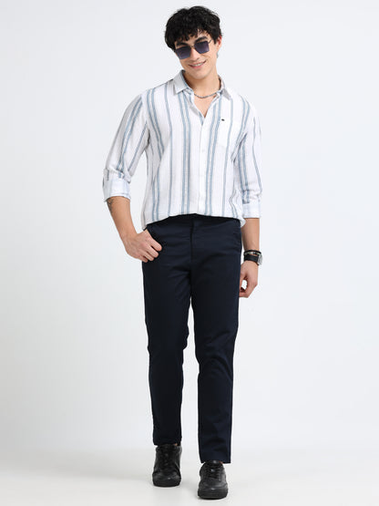 Lycra stripes polo blue Shirt