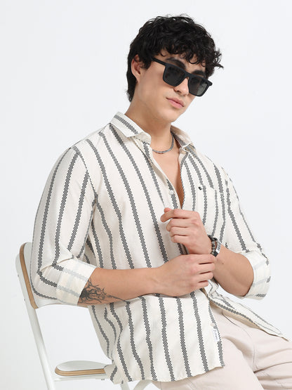 Lycra stripes polo black Shirt