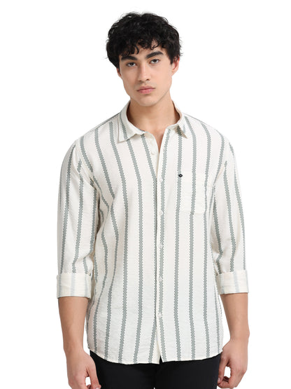 Lycra stripes polo green Shirt