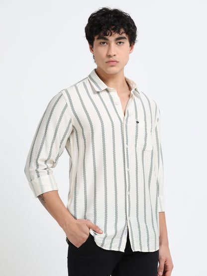 Lycra stripes polo green Shirt