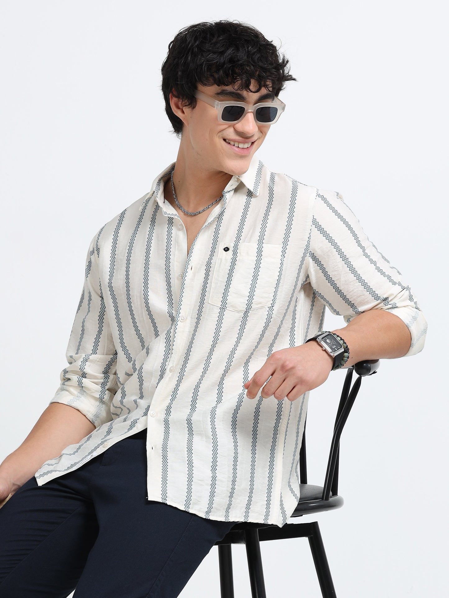 Lycra stripes polo blue Shirt