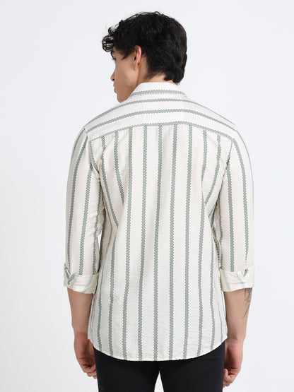 Lycra stripes polo green Shirt