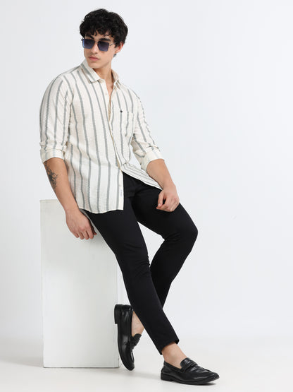 Lycra stripes polo green Shirt